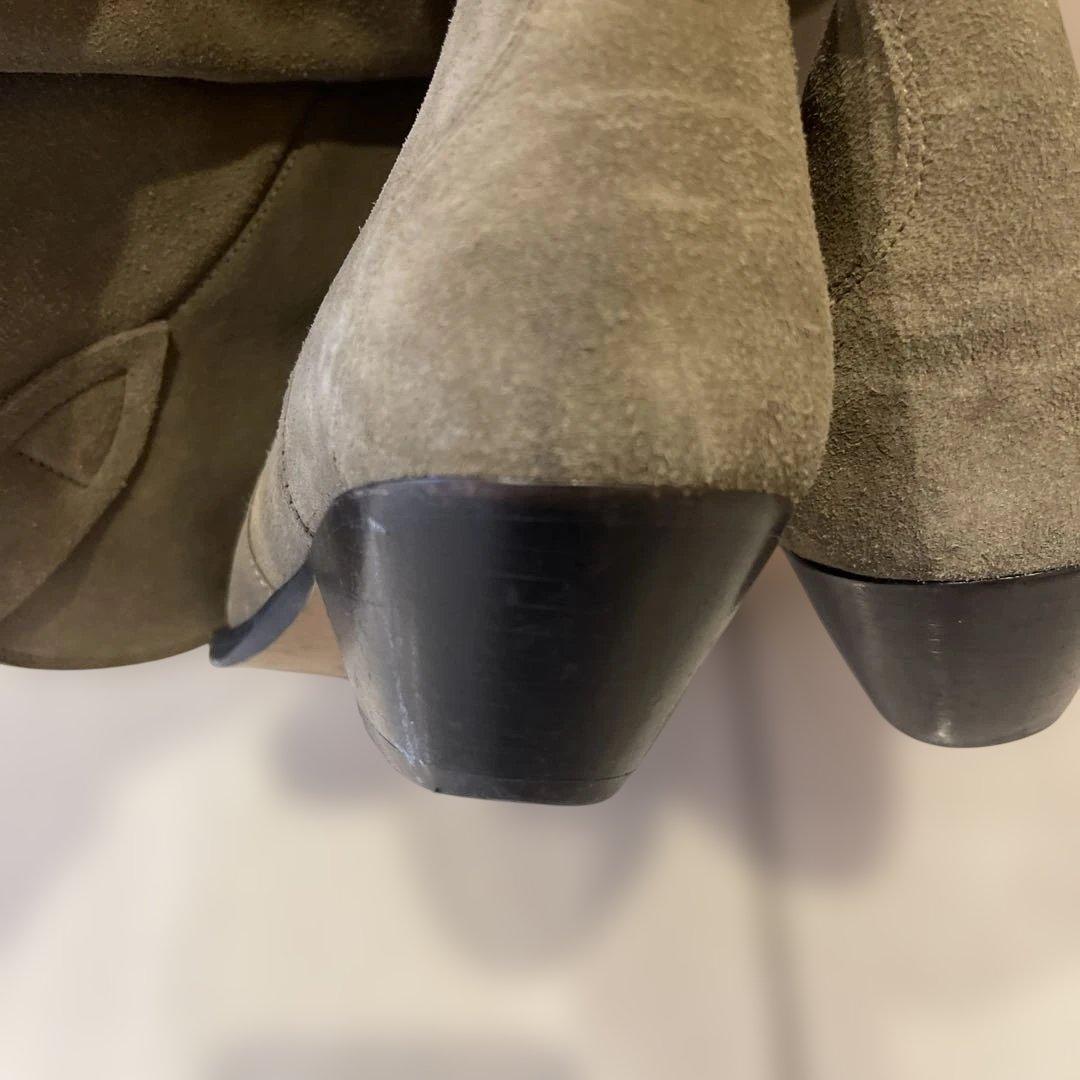 イザベルマランベージュスエード ロングブーツ スカラップデザインサイズ37美品