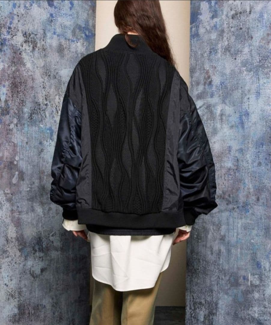 【完売品】異素材ドッキングプライムオーバーハーフジッププルオーバー