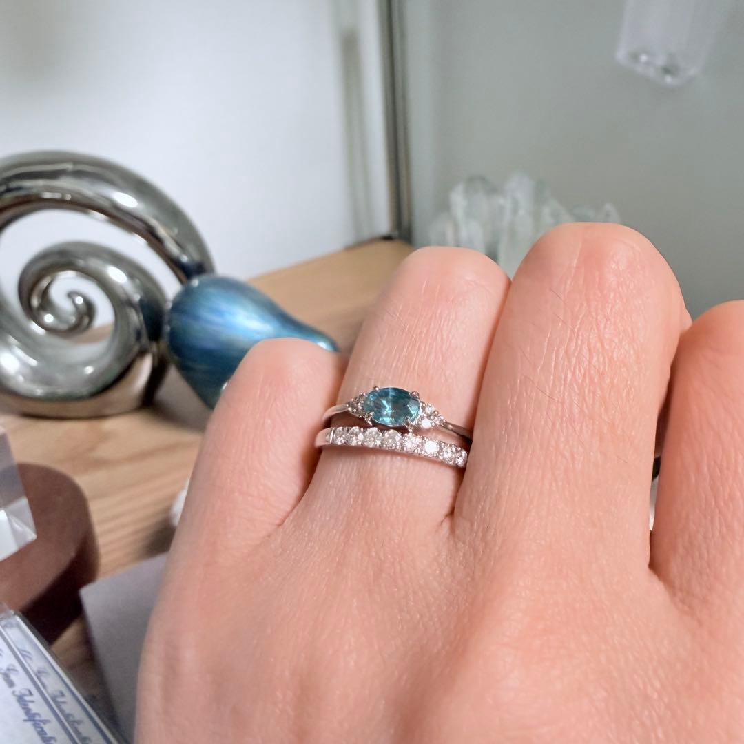 美品！ ブルージルコン ダイヤモンド プラチナリング
