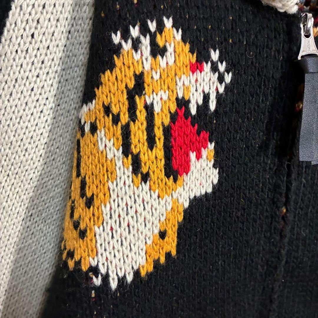 【最高デザイン】ヒューストン　ビッグタイガーロゴ　カウチンジップニット　L