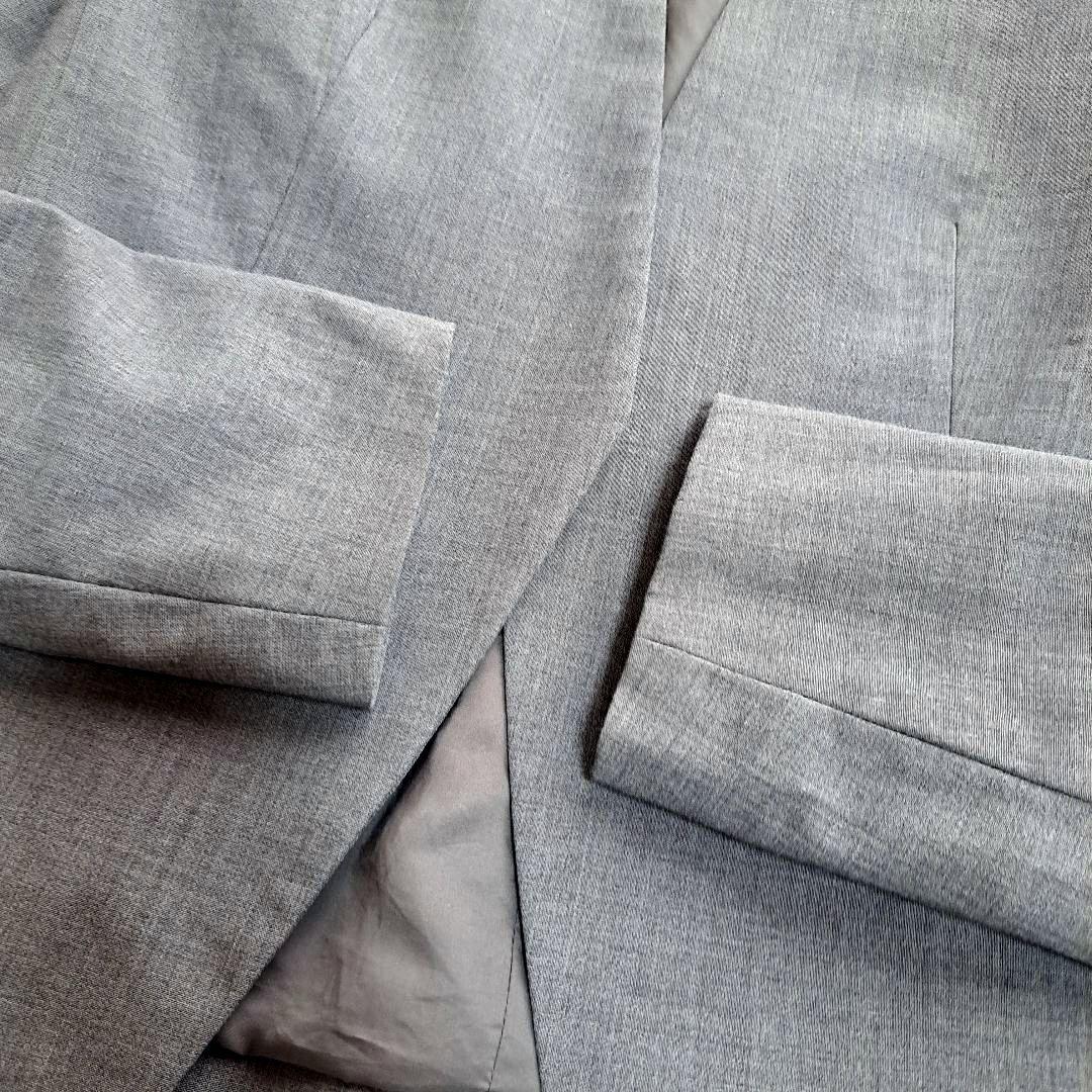 【Theory】ノーカラージャケット　パンツ　セットアップスーツ　グレー