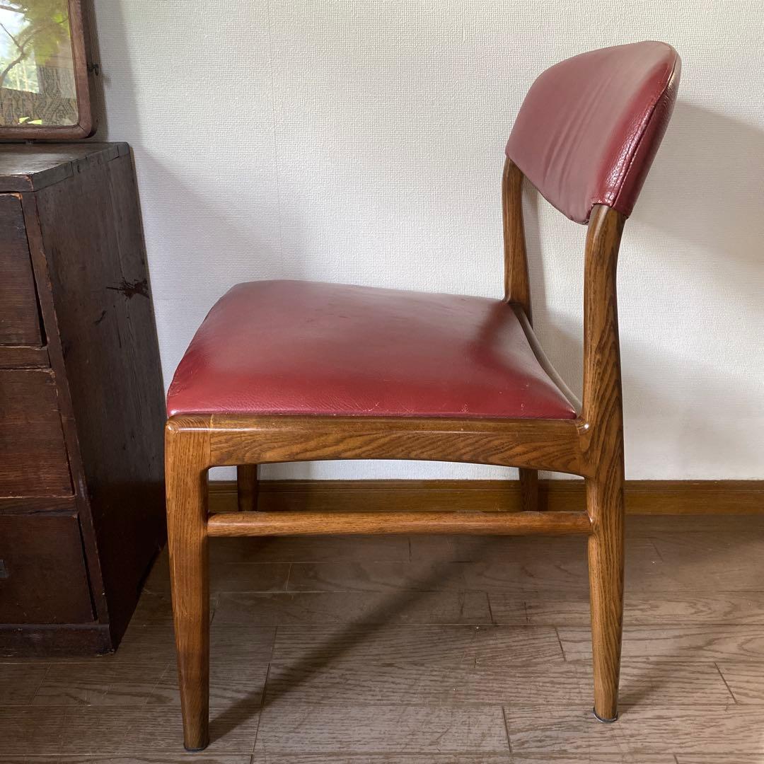 送料込み ヴィンテージ オールド ダイニングチェアー 椅子 木製 レザー 本革