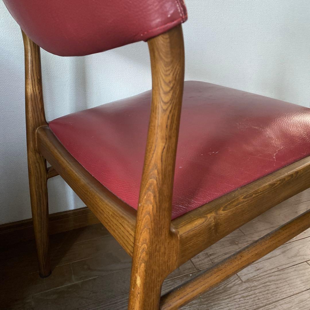 送料込み ヴィンテージ オールド ダイニングチェアー 椅子 木製 レザー 本革