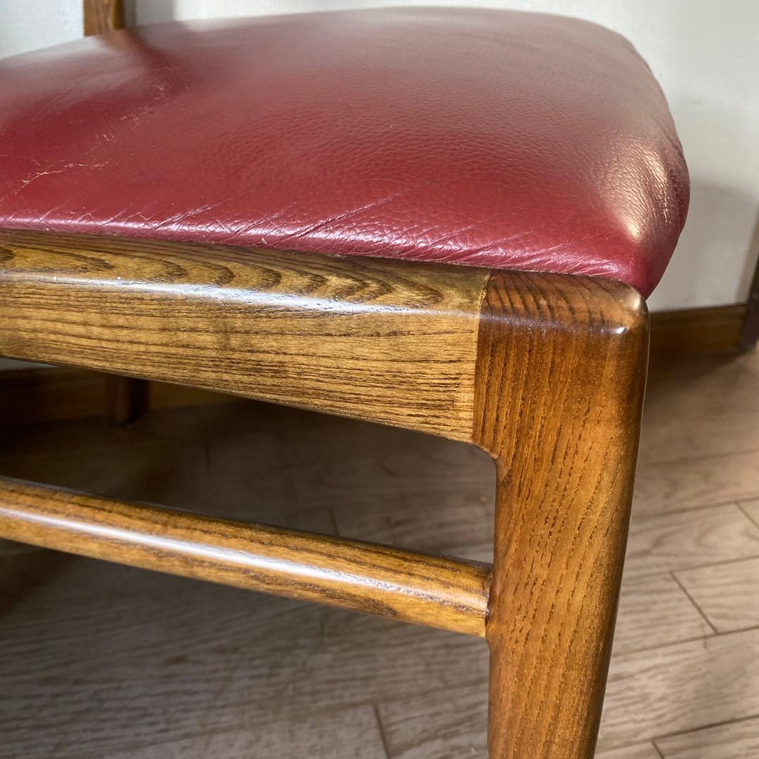 送料込み ヴィンテージ オールド ダイニングチェアー 椅子 木製 レザー 本革