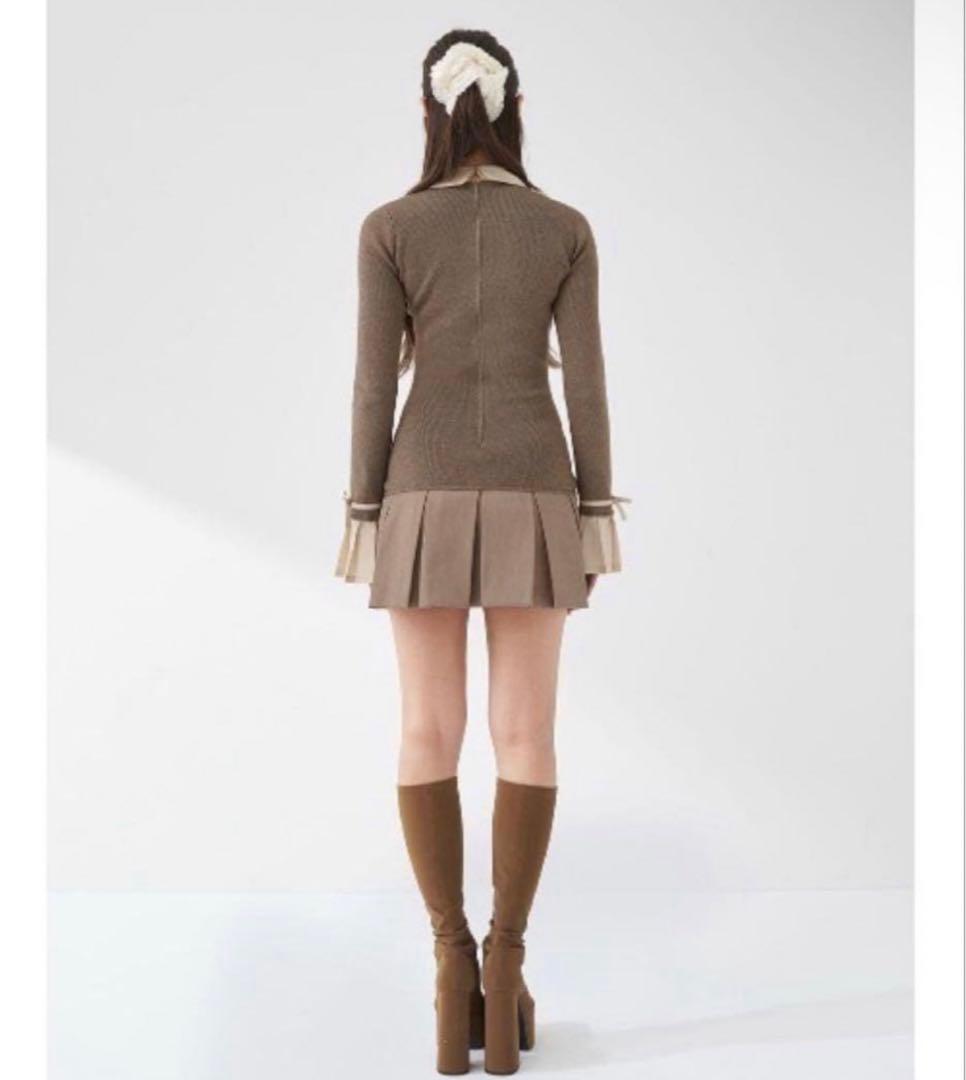 Darich ダーリッチ シャツドッキングプリーツミニワンピース モカ free