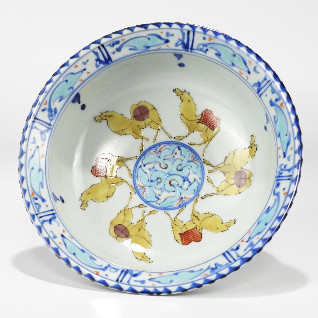 お菓子器　茶道具　菓子鉢　宮崎祐輔　染付駱駝　菓子器　共箱　保管品　未使用