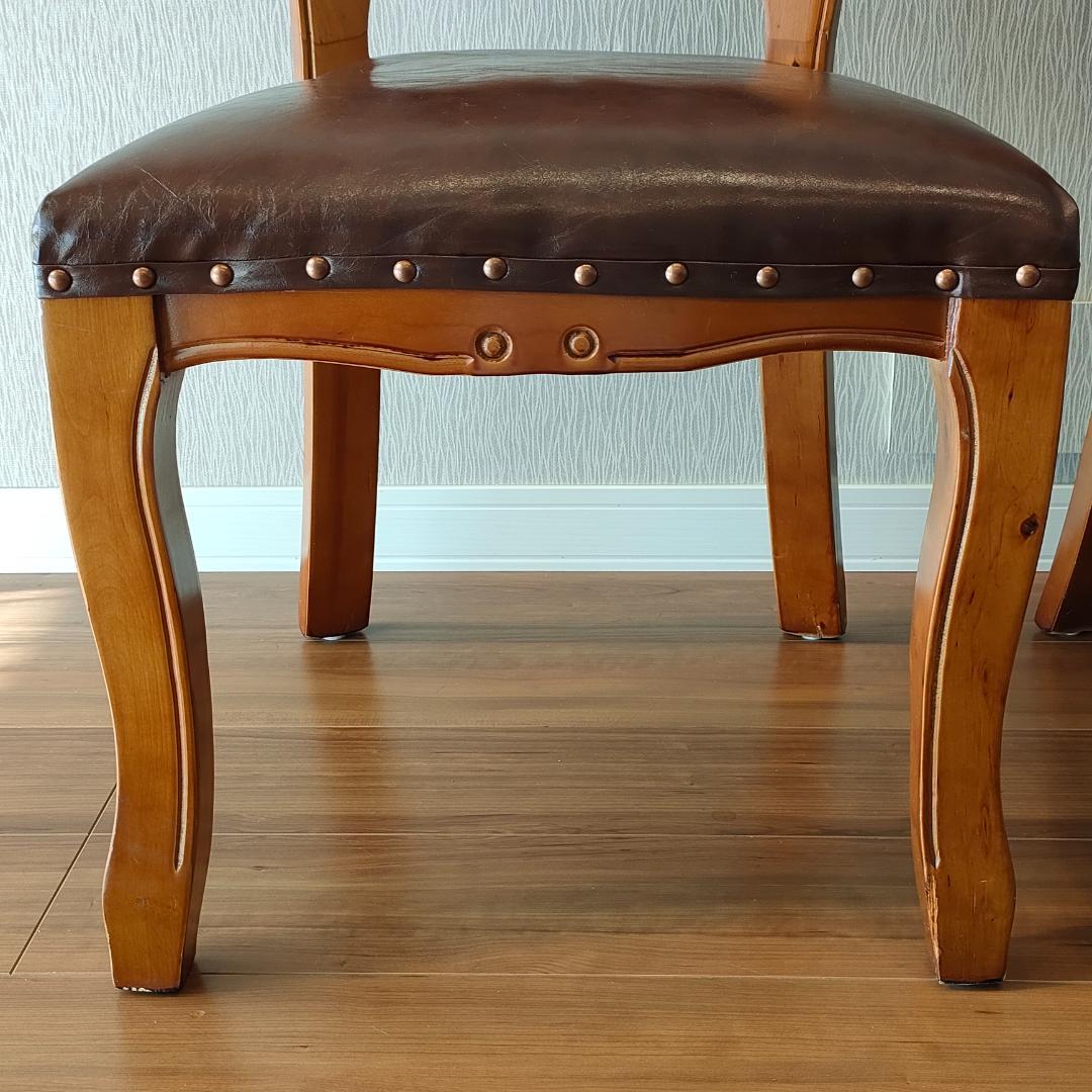 アンティーク　合皮チェア　ダイニングチェア　2脚セット