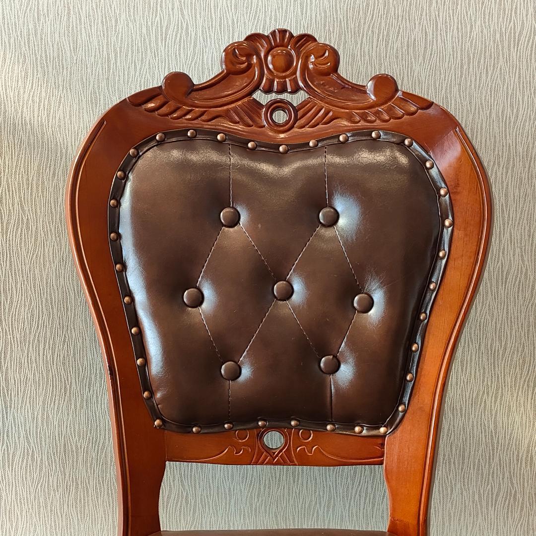 アンティーク　合皮チェア　ダイニングチェア　2脚セット