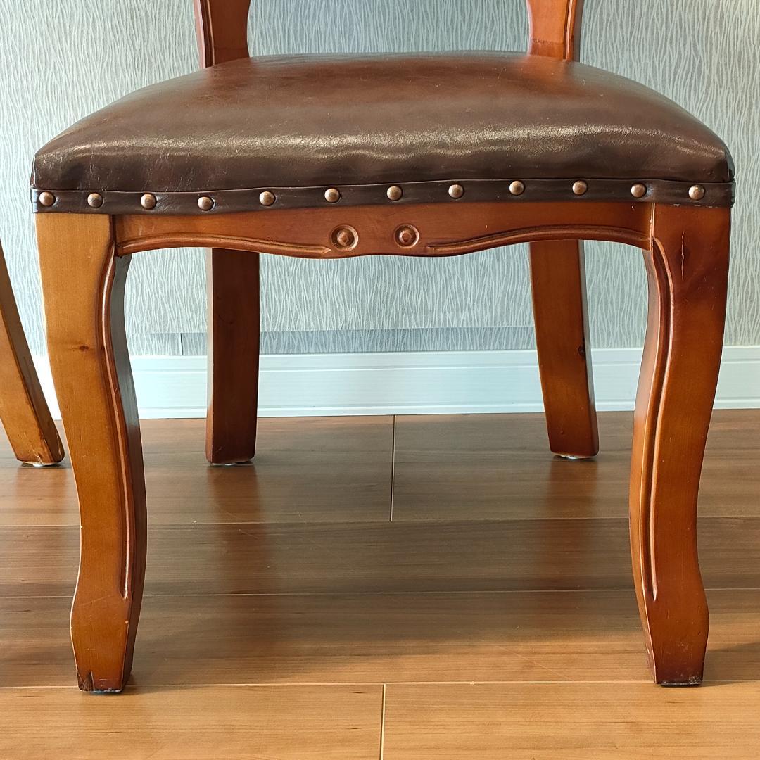 アンティーク　合皮チェア　ダイニングチェア　2脚セット