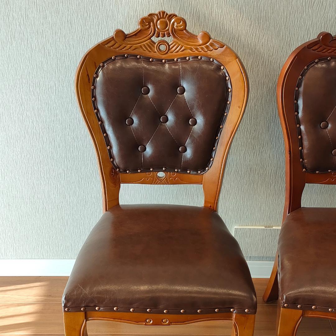 アンティーク　合皮チェア　ダイニングチェア　2脚セット