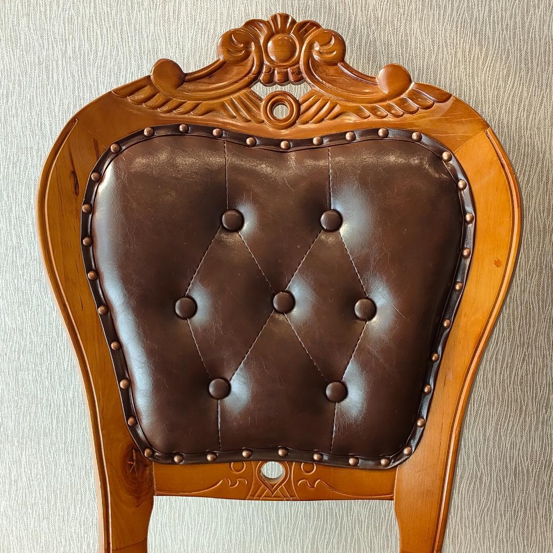 アンティーク　合皮チェア　ダイニングチェア　2脚セット