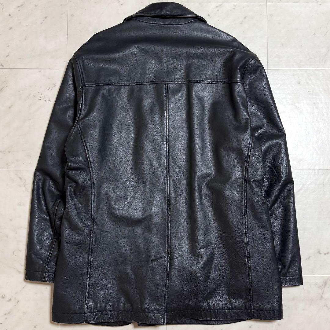 【オーバーサイズ 3L相当】OLD GAP 90s レザーピーコート 本革 黒