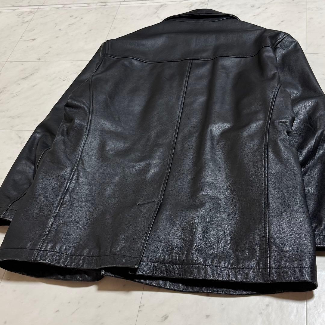 【オーバーサイズ 3L相当】OLD GAP 90s レザーピーコート 本革 黒