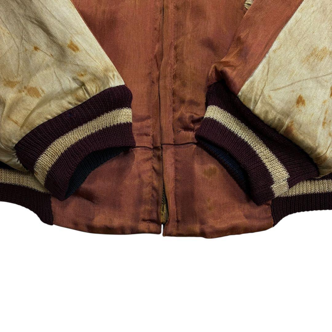 50s 60s KOREA サテン フェイクレザー スカジャン リバーシブル