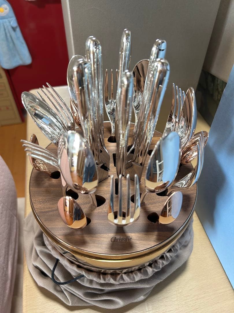 ムード　ゴールド　6人用　クリストフル　カトラリーセット 24金コ一ティング
