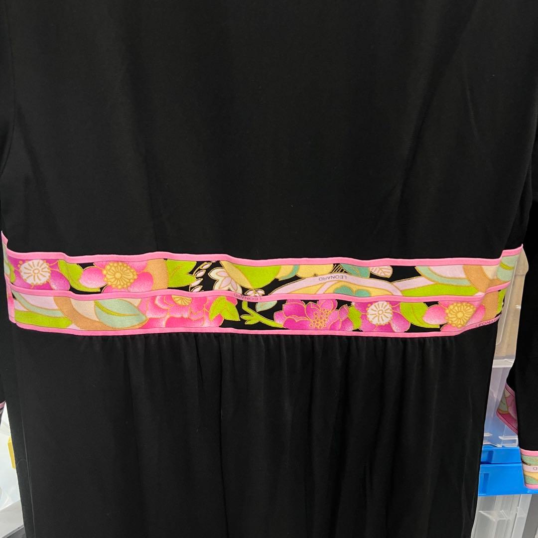 LEONARD FASHION カンカン クロスデザイン ワンピース トリム