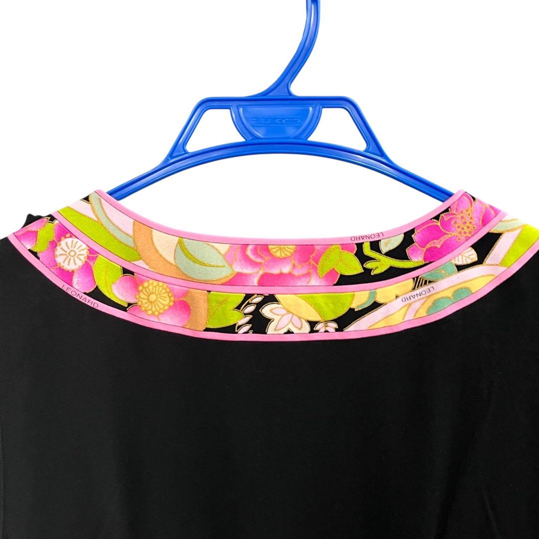 LEONARD FASHION カンカン クロスデザイン ワンピース トリム