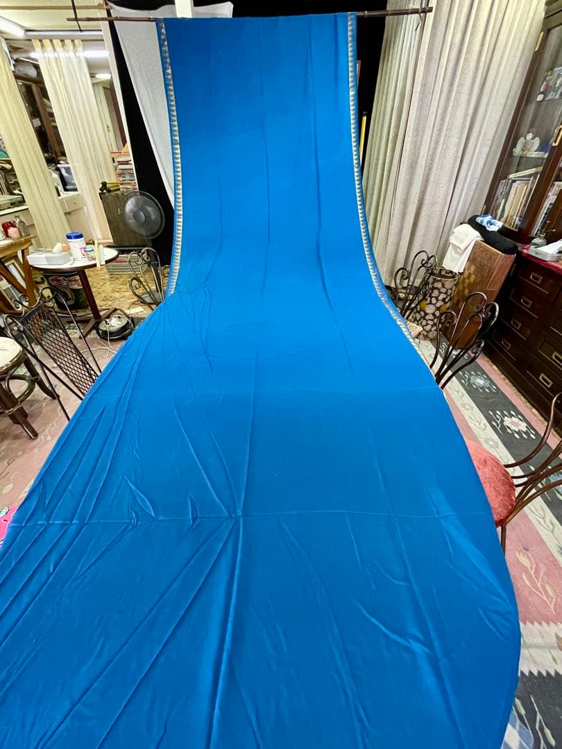 インドシルクサリーブルー& ゴールド