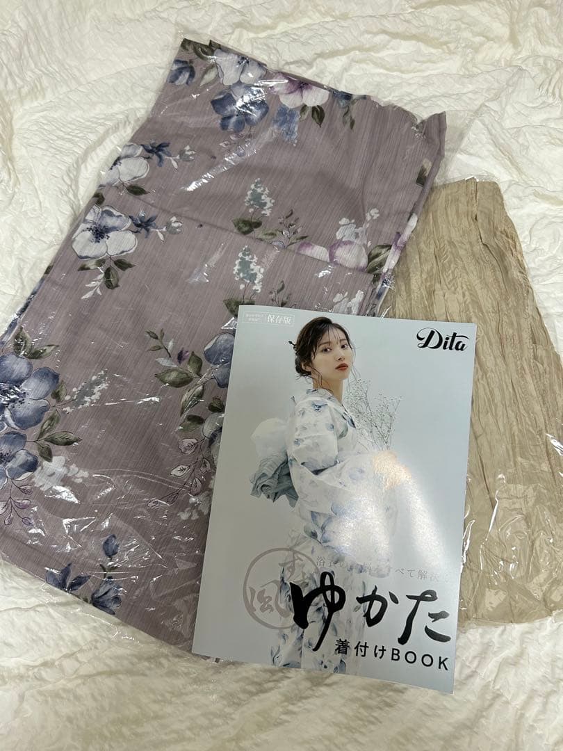 Dita 浴衣　ecru pink flower 薄紫色