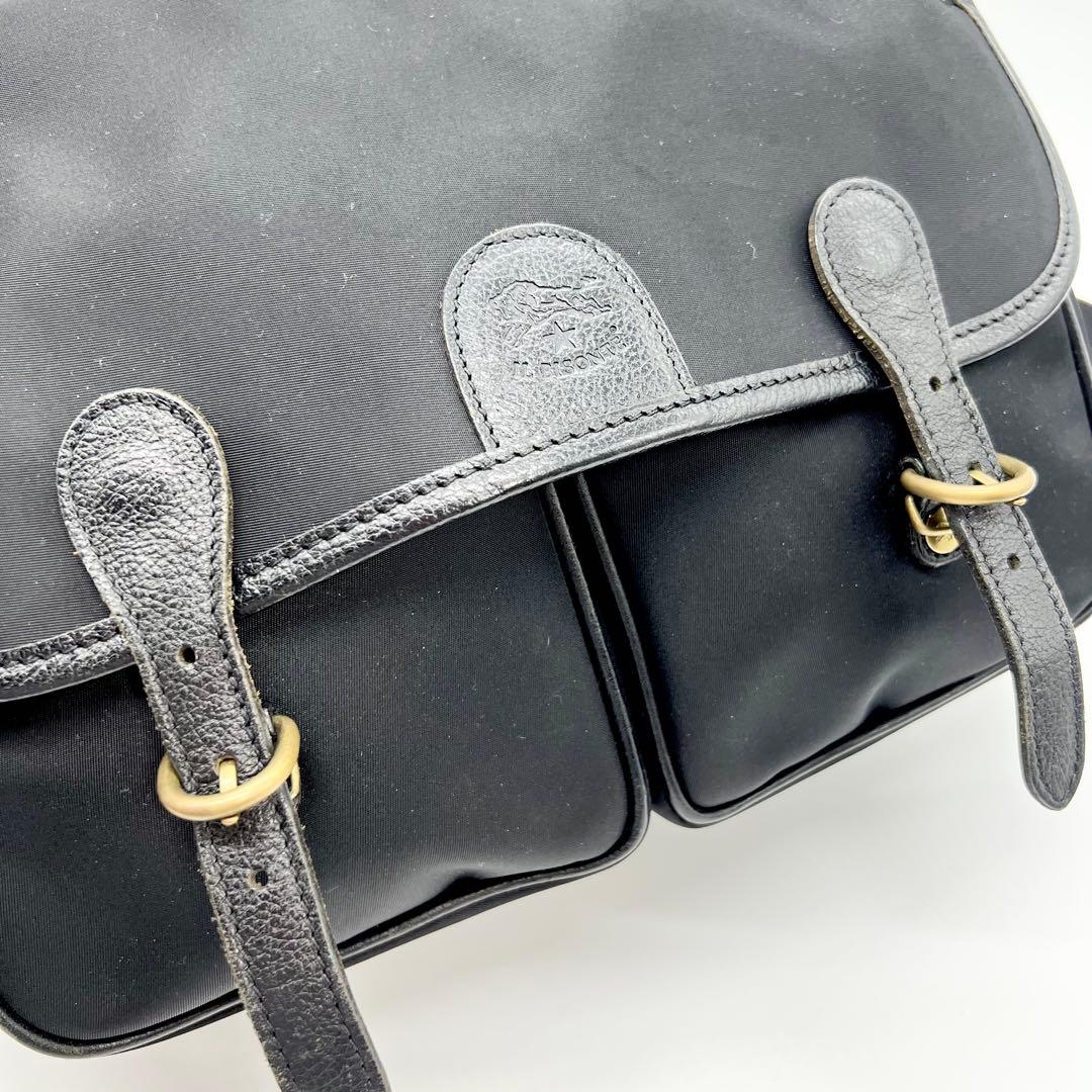 美品✨イルビゾンテ　ショルダーバッグ　メッセンジャー　レザー　ブラック　保存袋