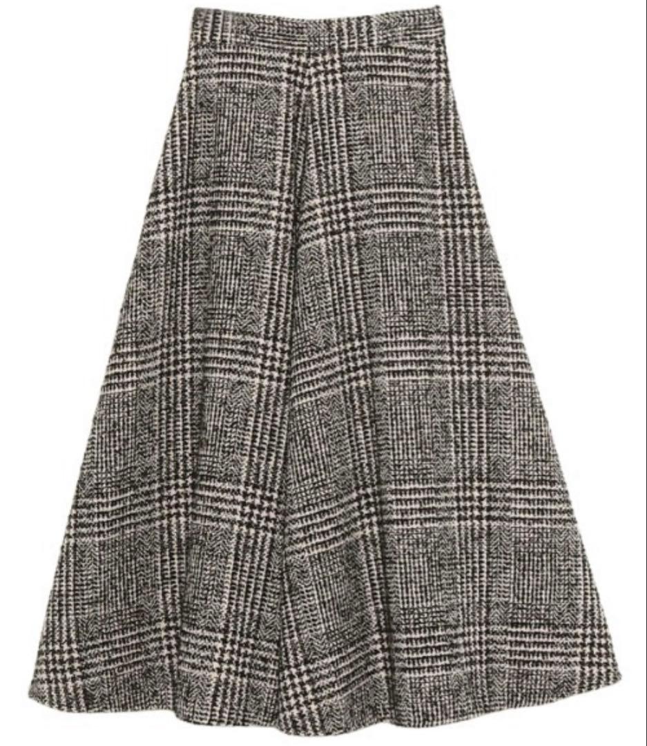 【新品未使用】ウールチェックツイードフレアスカート アニュアンス anuans