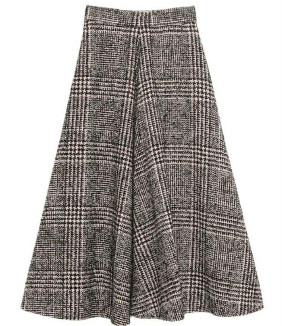 【新品未使用】ウールチェックツイードフレアスカート アニュアンス anuans