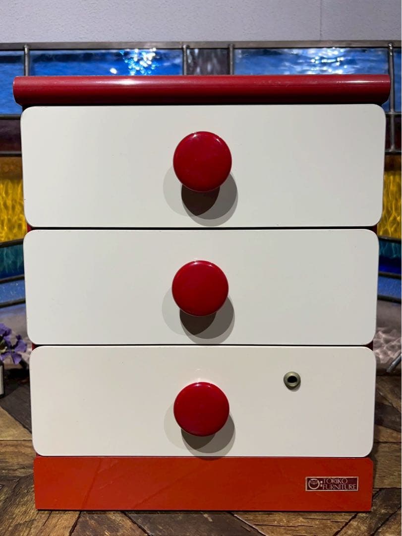 小引き出し 昭和レトロ レトロポップ インテリア 小物入れ 赤 白 当時物