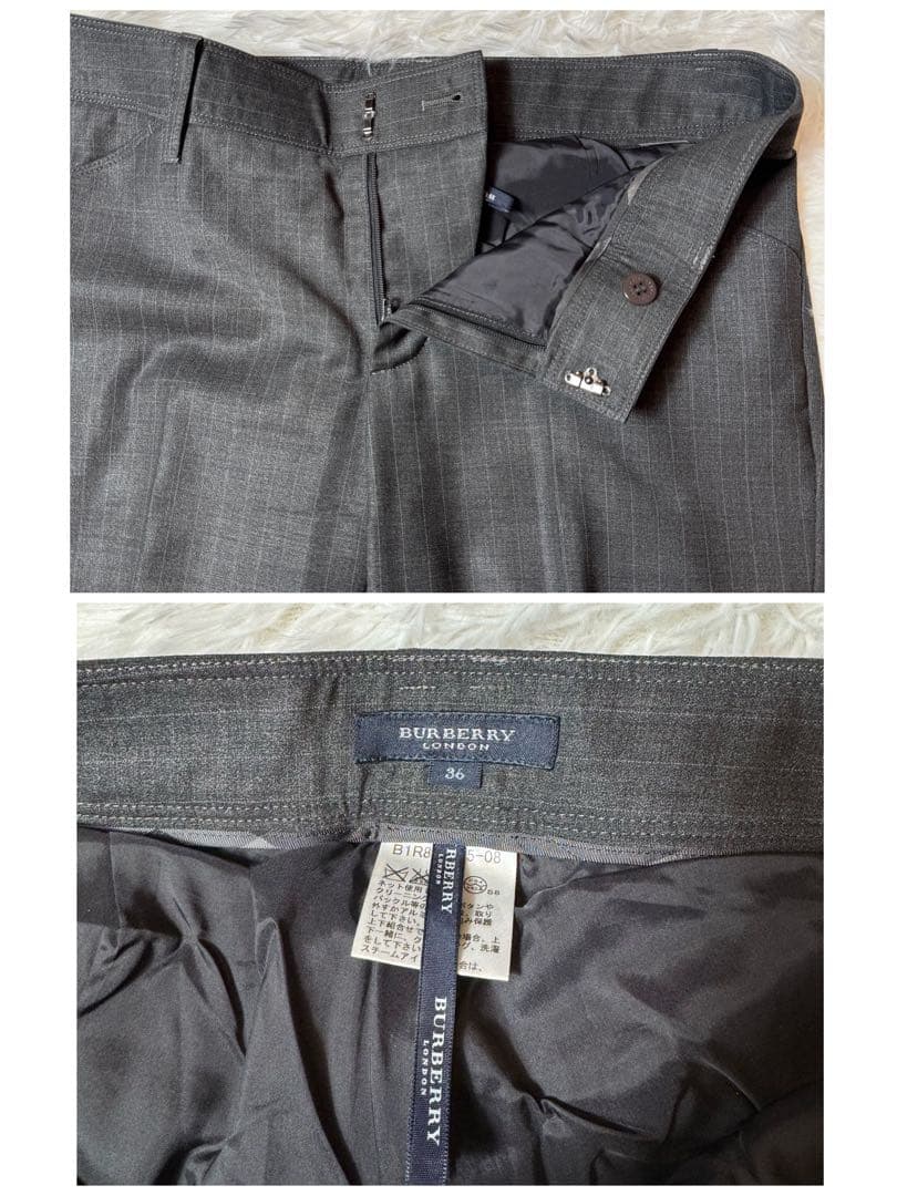 美品 バーバリーロンドン パンツスーツ セットアップ 1つボタン 薄いストライプ