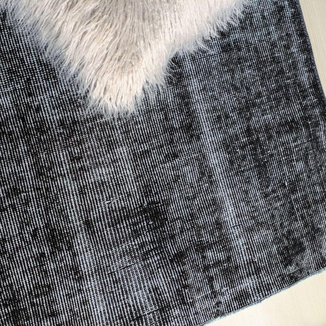 86×176 オーバーダイ　ブラックダークネイビー　トルコヴィンテージラグ