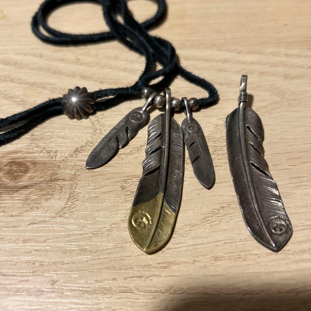 シルバー ゴールド 羽根 ネックレスセット