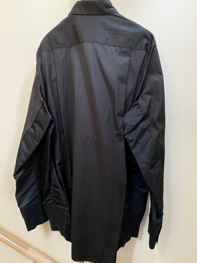 国内正規品 新品同様Sacai コンビネーションポプリンシャツ ナイロン黒x黒