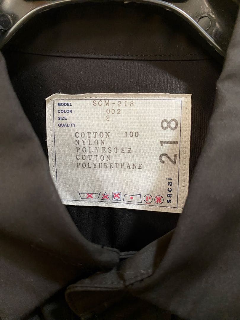 国内正規品 新品同様Sacai コンビネーションポプリンシャツ ナイロン黒x黒