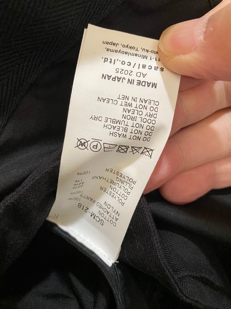 国内正規品 新品同様Sacai コンビネーションポプリンシャツ ナイロン黒x黒