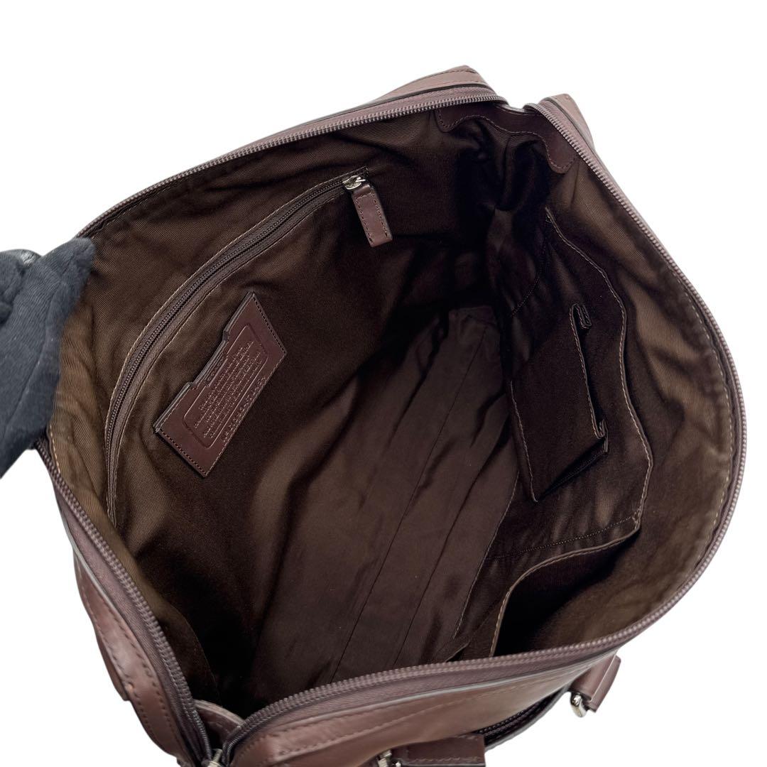 美品 コーチ 2way ビジネスバッグ ブラウン レザー ロゴ刻印