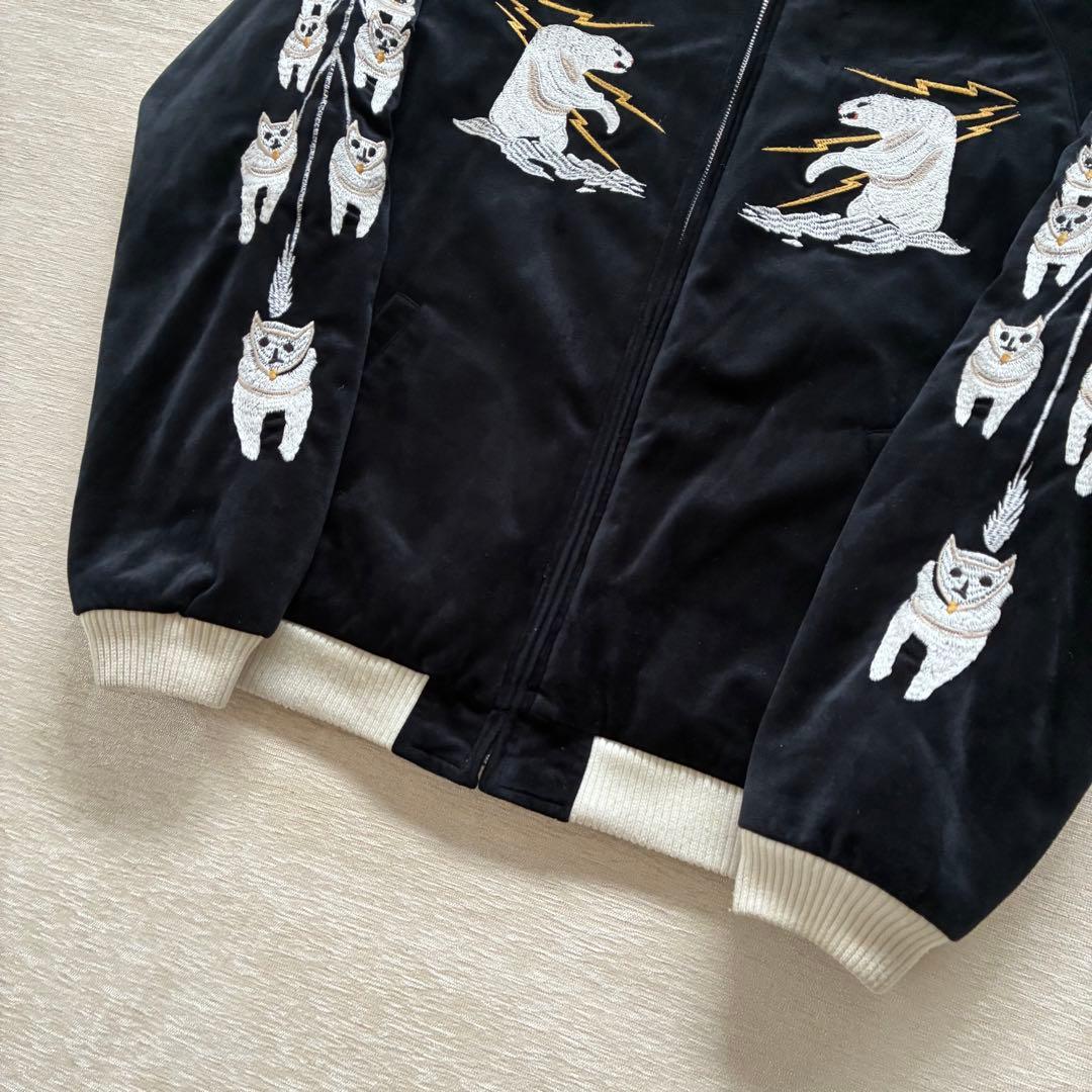 HOUSTON スカジャン　アラスカ　ベロア　白熊　別珍　スーベニアジャケット