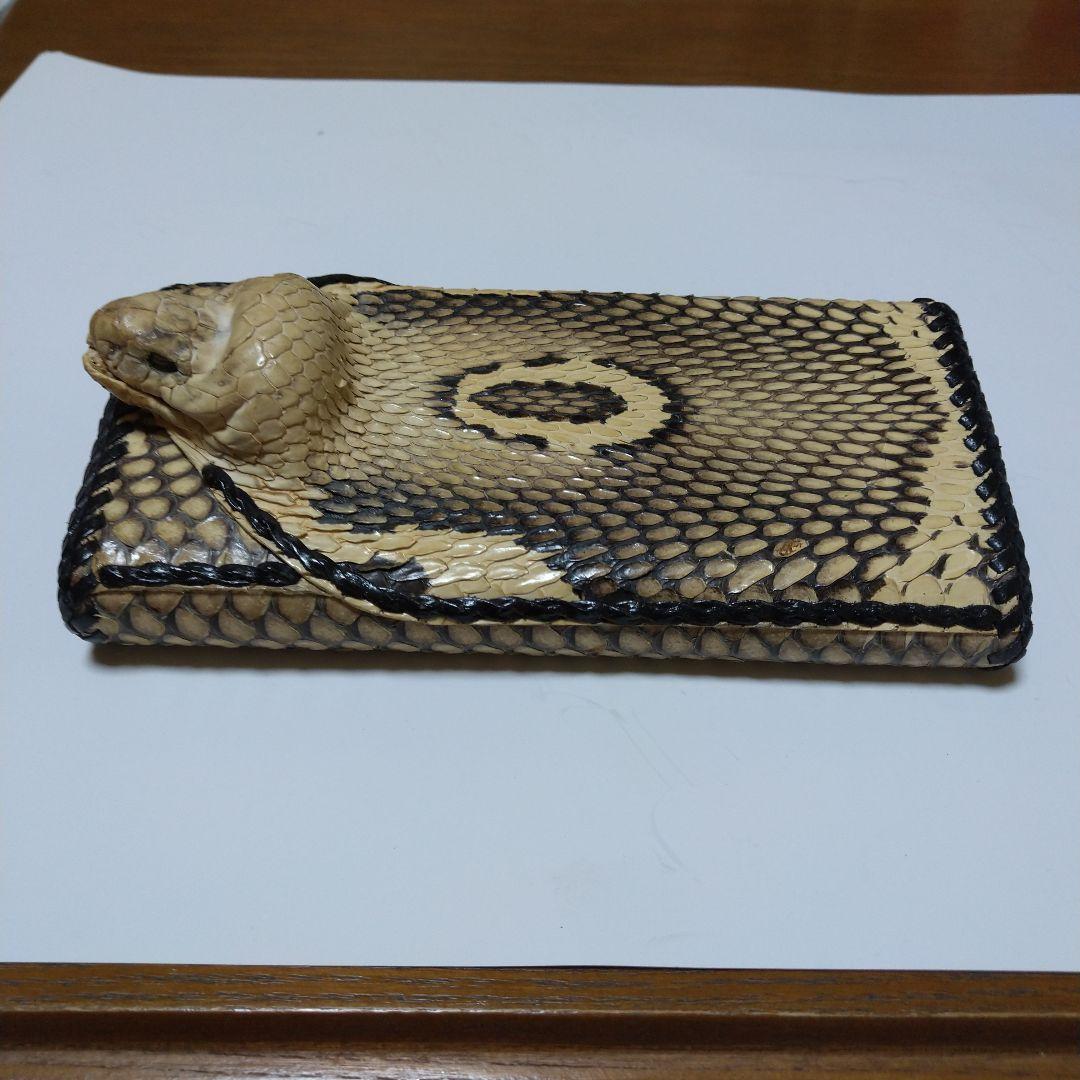 ヘビ革 蛇頭デザイン 長財布