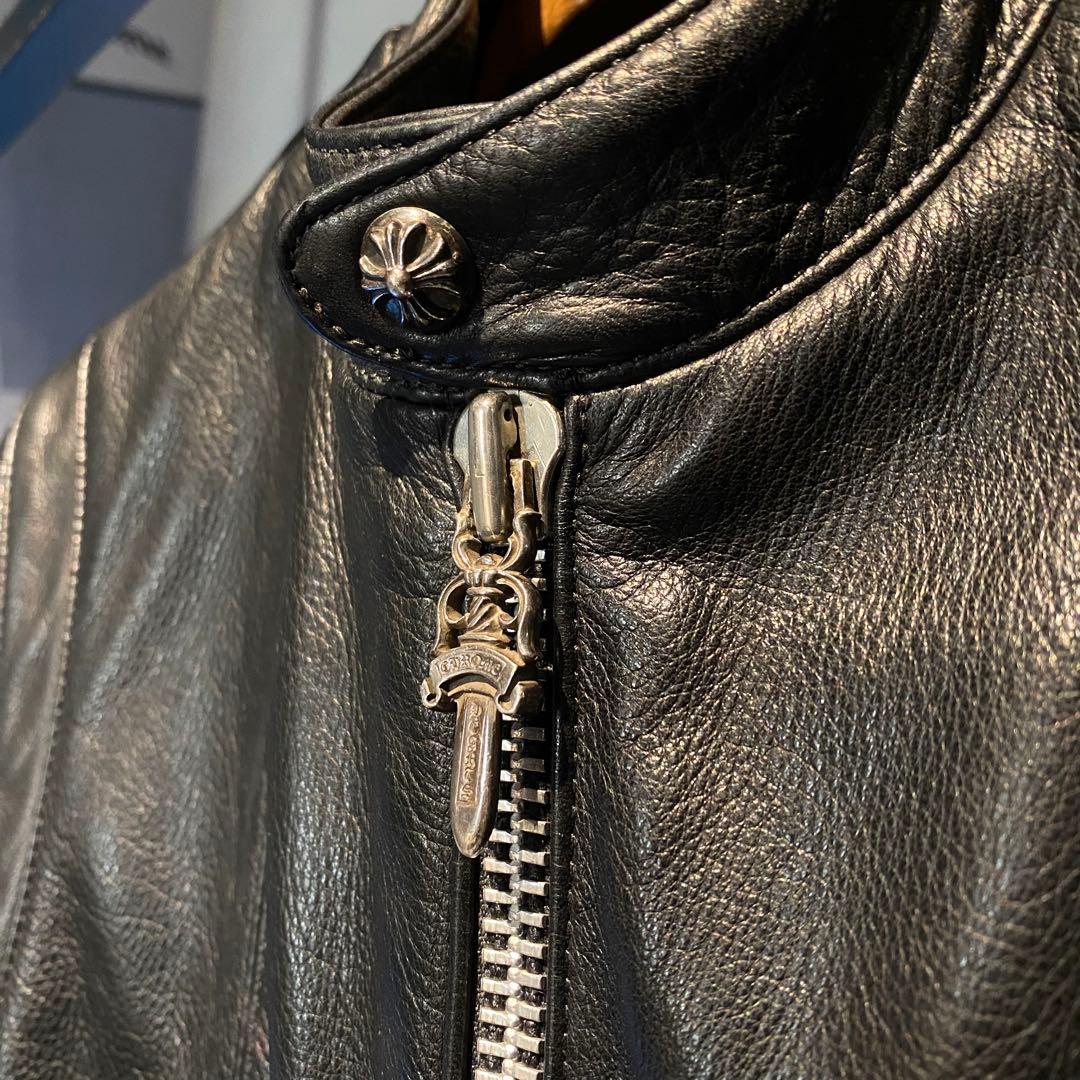 極美品 クロムハーツ ニューレーサー シングルライダースジャケット カシミヤ M