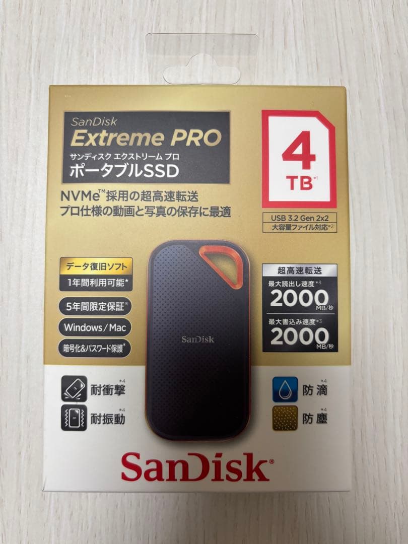 サンディスク 外付けSSD ポータブル Extreme PRO 4TB