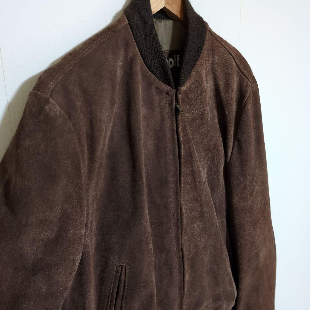 USA製　ショット　スエード　ボンバージャケット　茶　短丈　40　L相当
