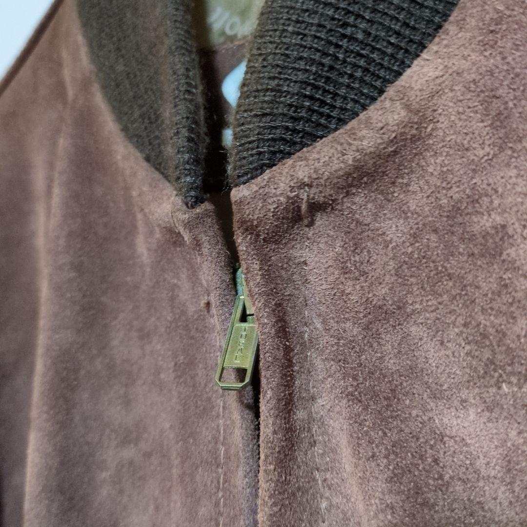 USA製　ショット　スエード　ボンバージャケット　茶　短丈　40　L相当