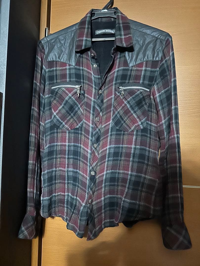 Chrome Hearts チェック シャツ ウエスタン JVPレザー