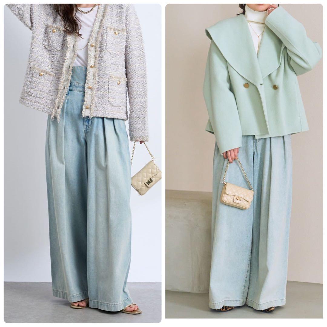 新品　La boutique BonBon ハイウエストバギーデニム S