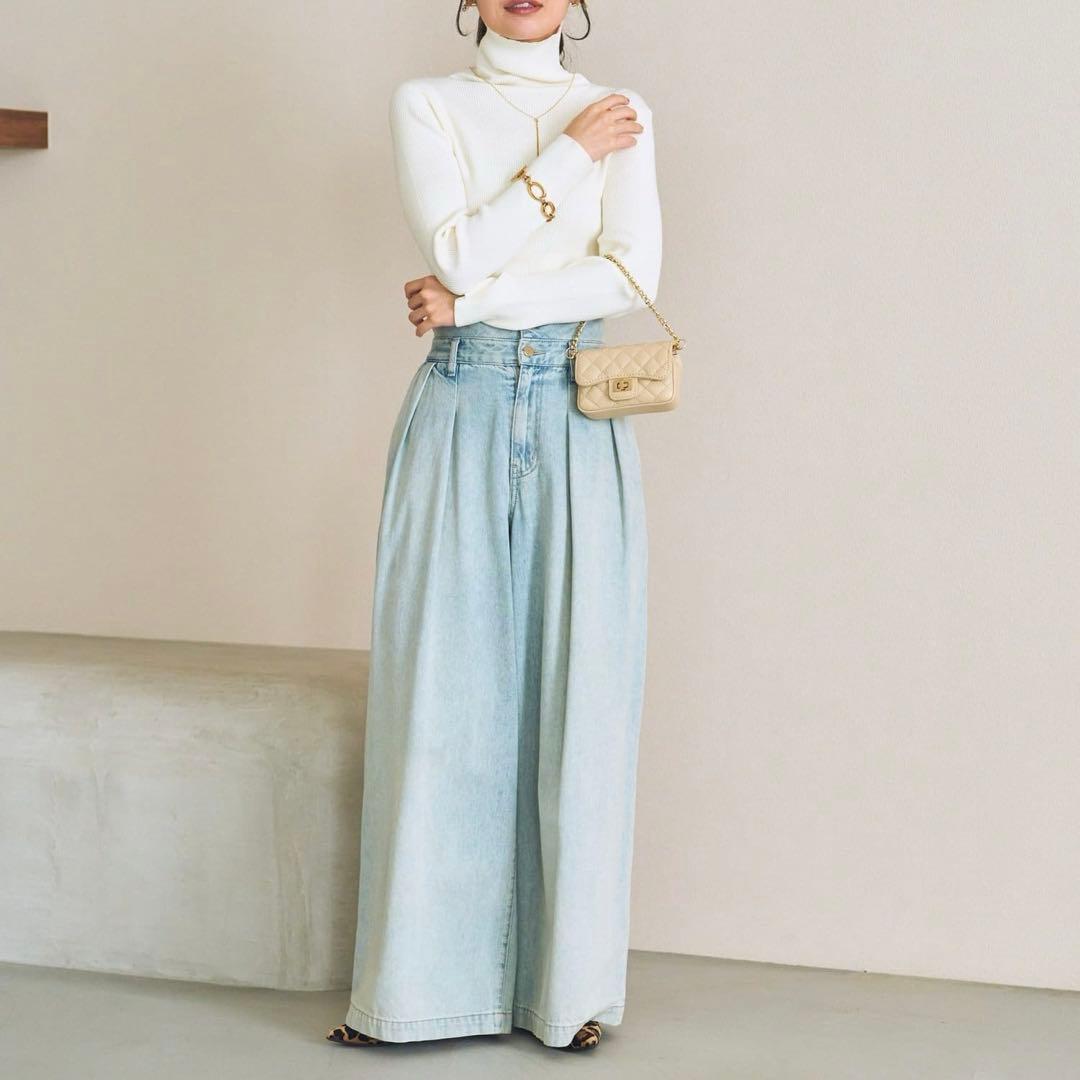 新品　La boutique BonBon ハイウエストバギーデニム S