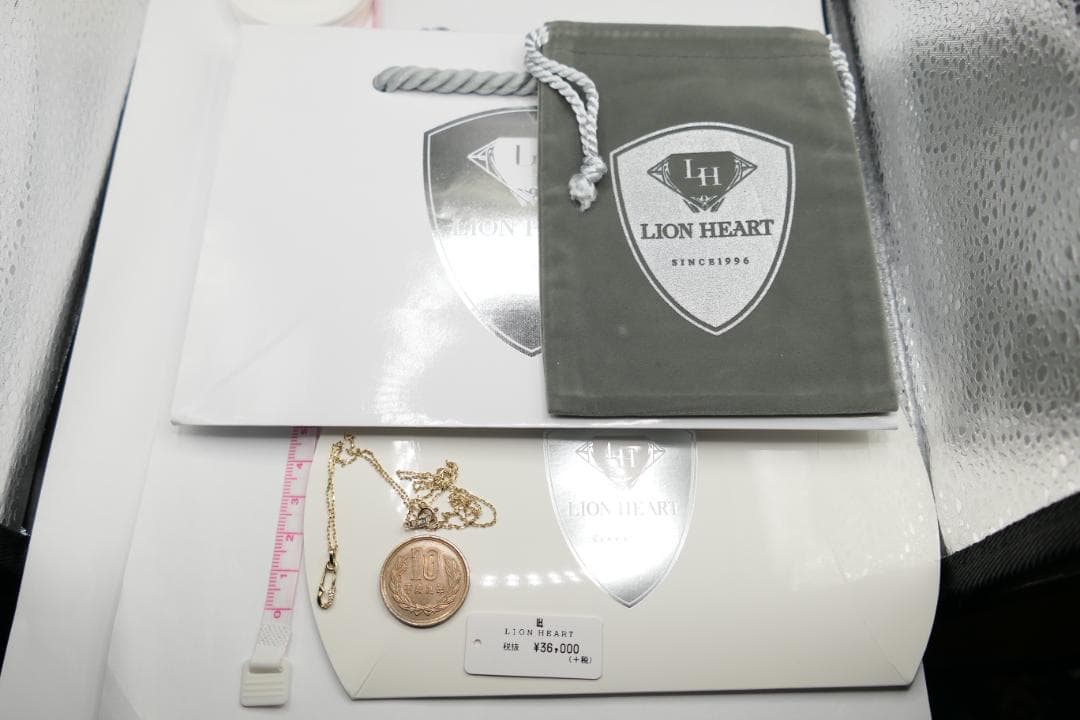 【在庫処分セール】新品　ライオンハート　K10　安全ピン　ダイヤ　ネックレス