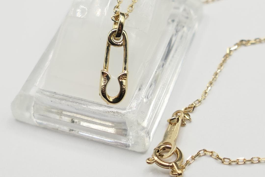 【在庫処分セール】新品　ライオンハート　K10　安全ピン　ダイヤ　ネックレス