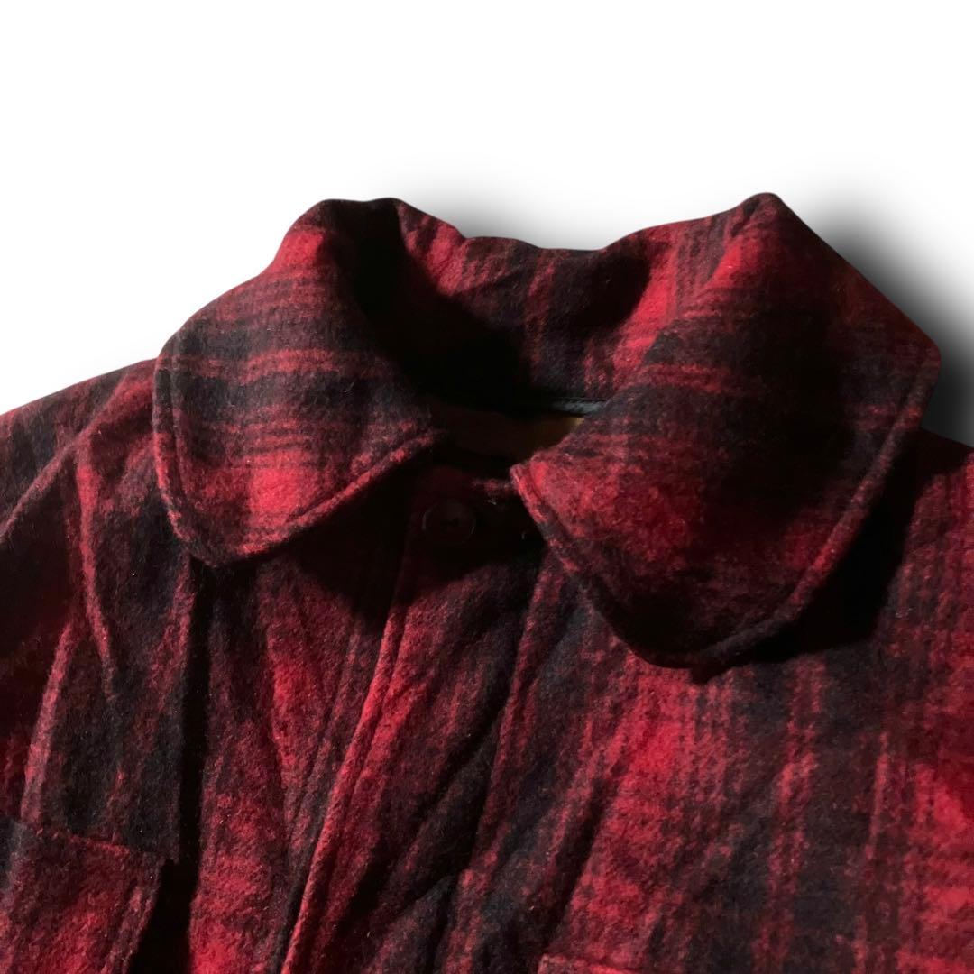 80s USA製ウールリッチ マッキーノクルーザージャケット ウール赤チェックL