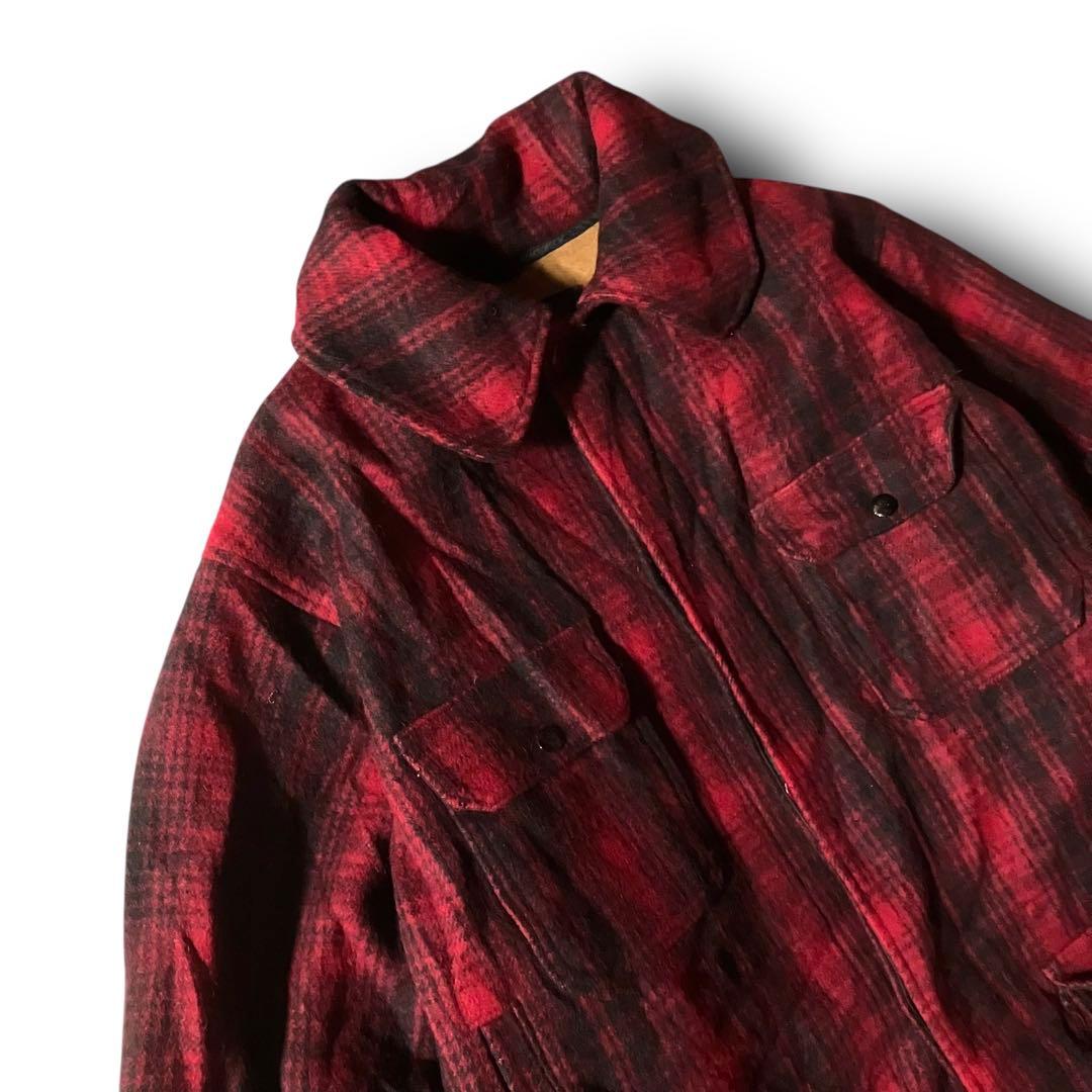 80s USA製ウールリッチ マッキーノクルーザージャケット ウール赤チェックL