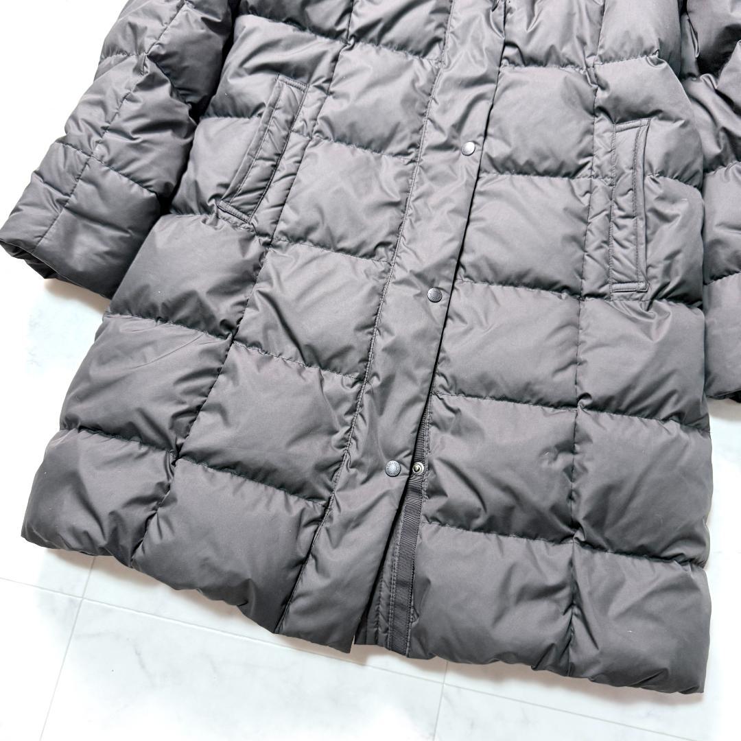 【撥水】クロコダイル ロング ダウンコート ダウン90％ ラクーン 黒