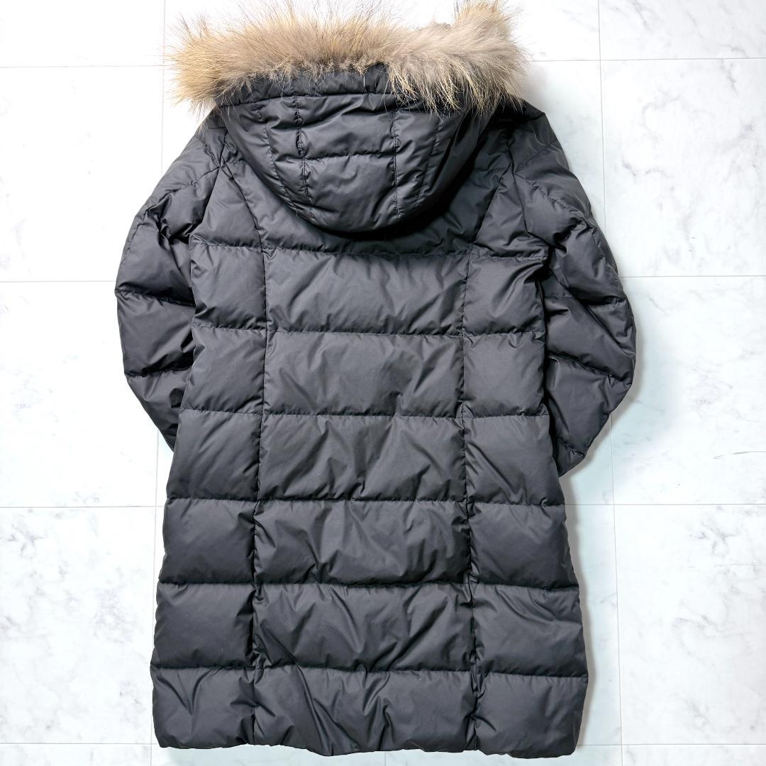 【撥水】クロコダイル ロング ダウンコート ダウン90％ ラクーン 黒