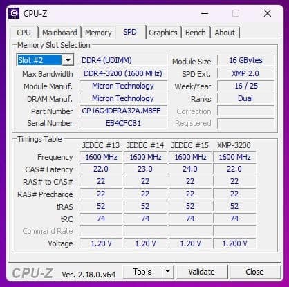 Crucial DDR4-3200 UDIMM メモリ　16GB×２枚